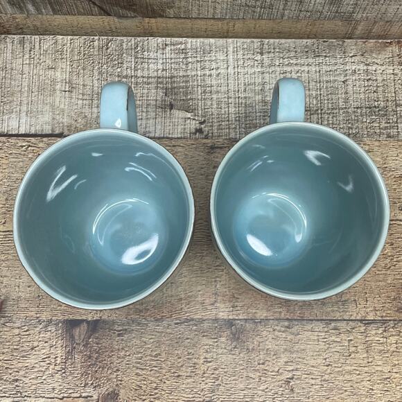 Thomson Pottery Cape Cod Stoneware Mugs Turquoise Blue Beach Coffee Cup Set of 2 - Picture 6 of 6